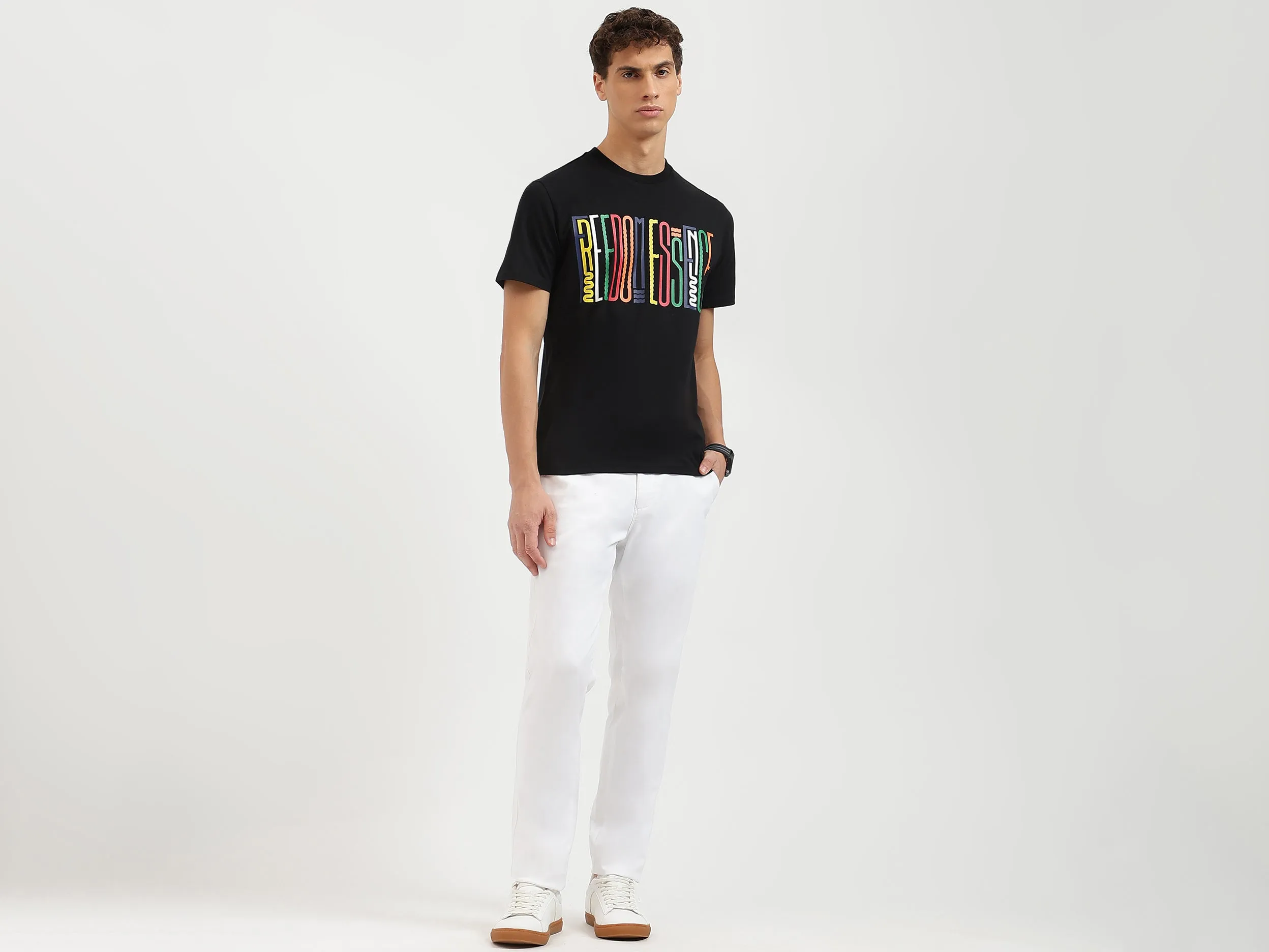 Regular Fit Crew Neck Printed T Shirt