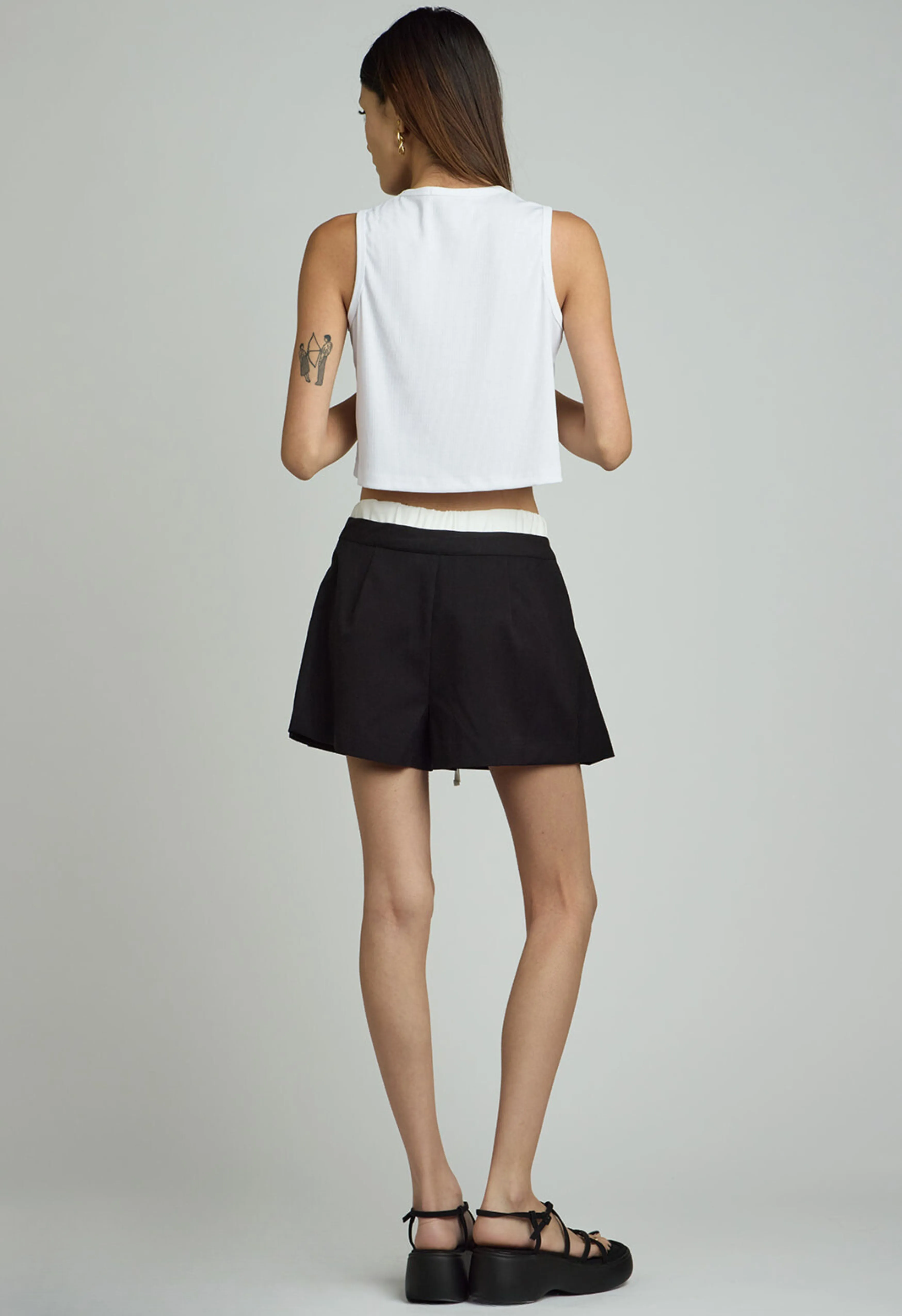 Ribbed Cropped Tank in White