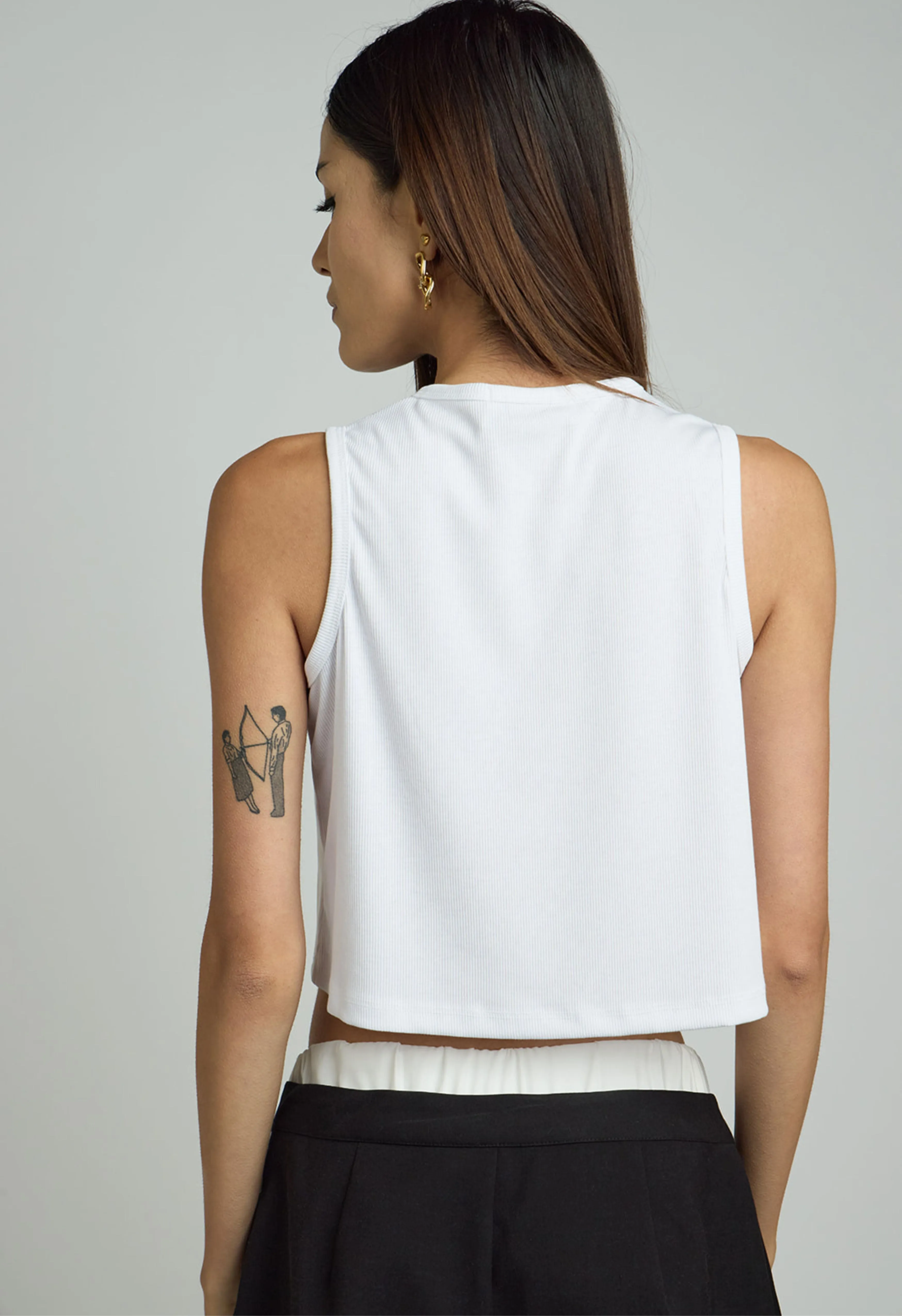 Ribbed Cropped Tank in White