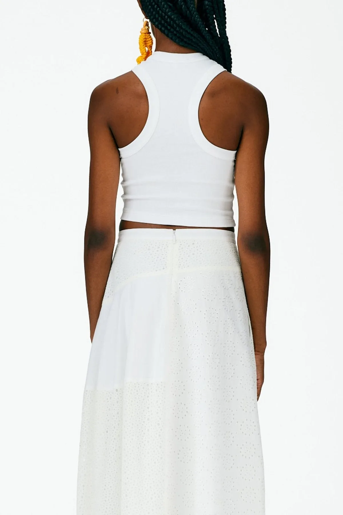 Ribbed T-Shirt Cropped Tank in White
