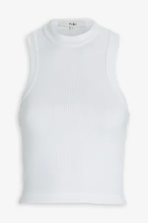 Ribbed T-Shirt Cropped Tank in White