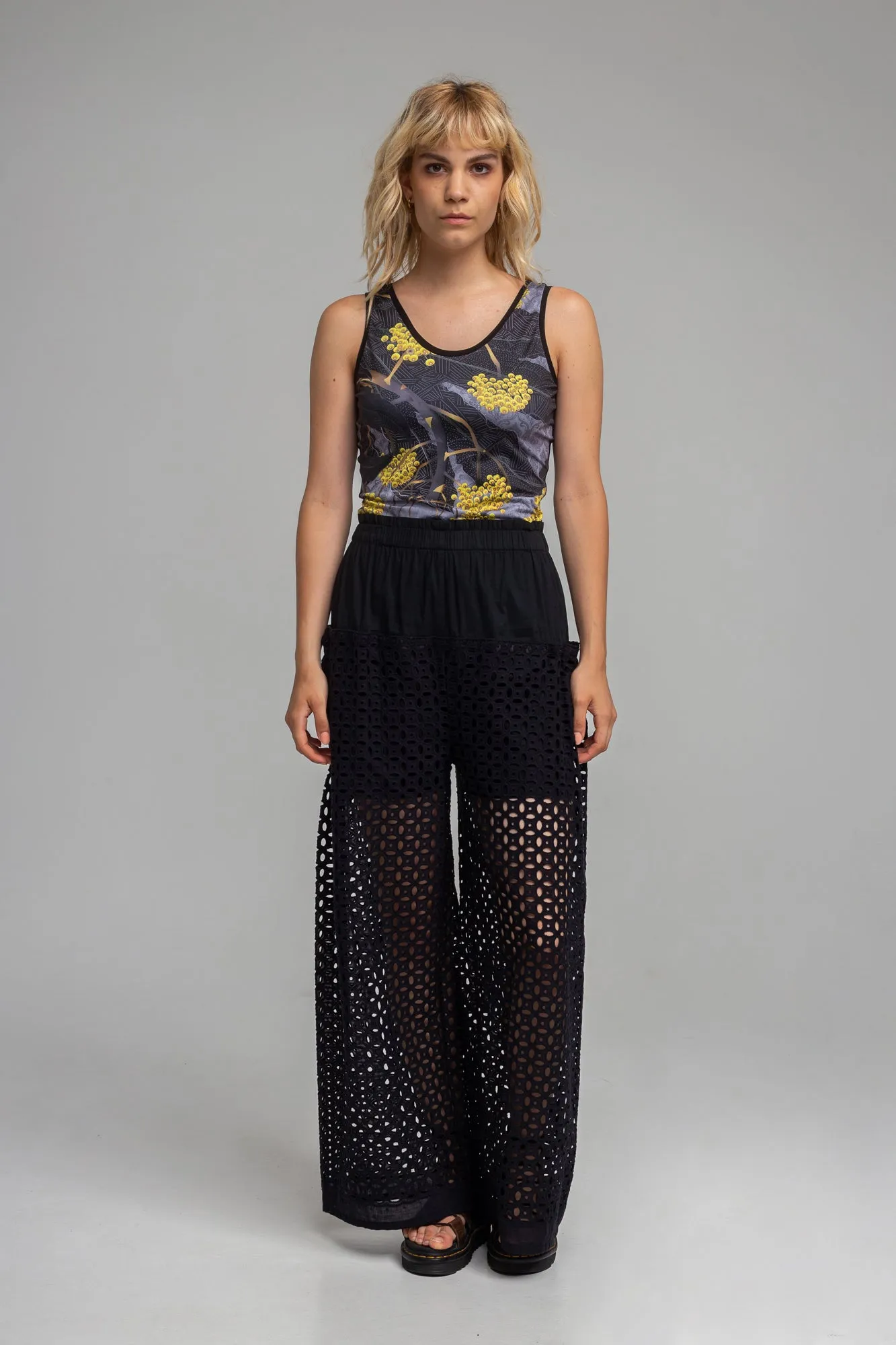 RICE black wide leg pants