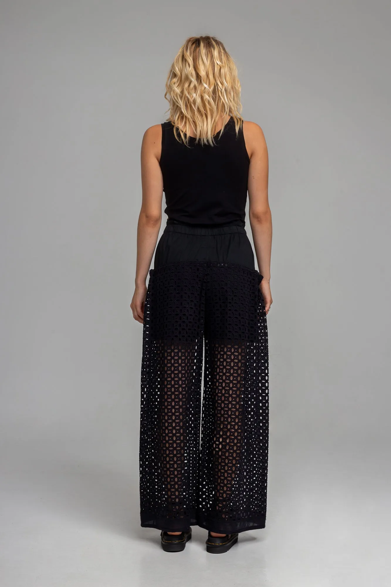 RICE black wide leg pants