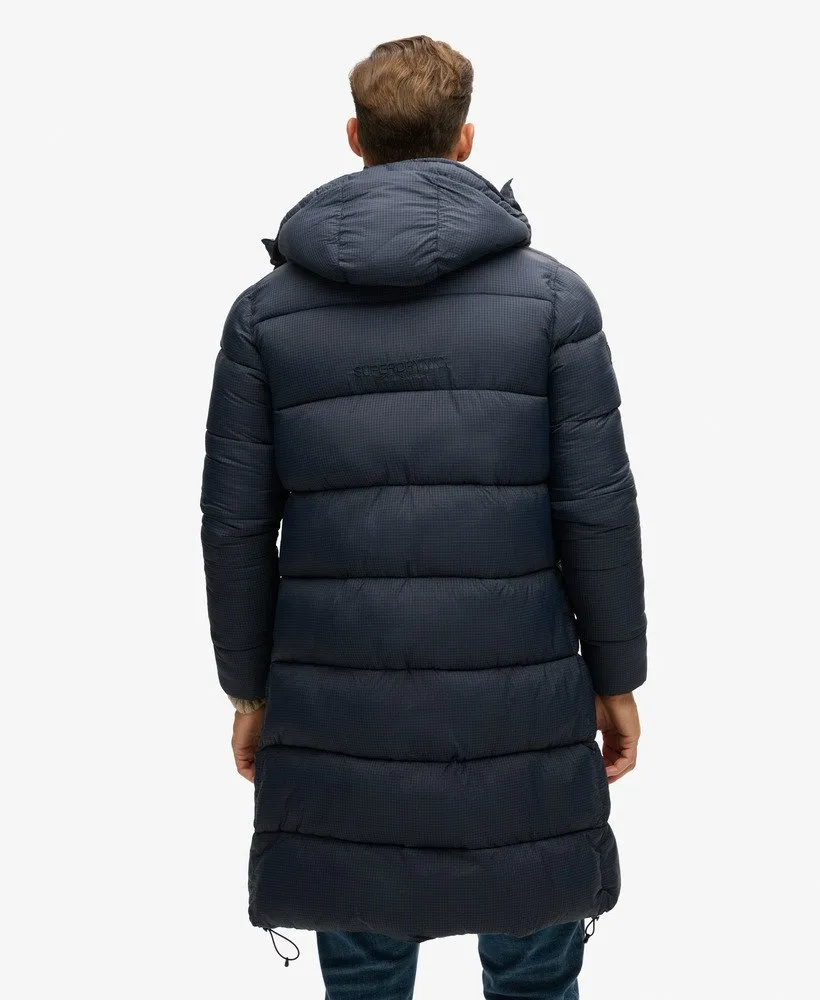 Ripstop Longline Puffer Jacket | Eclipse Navy Grid