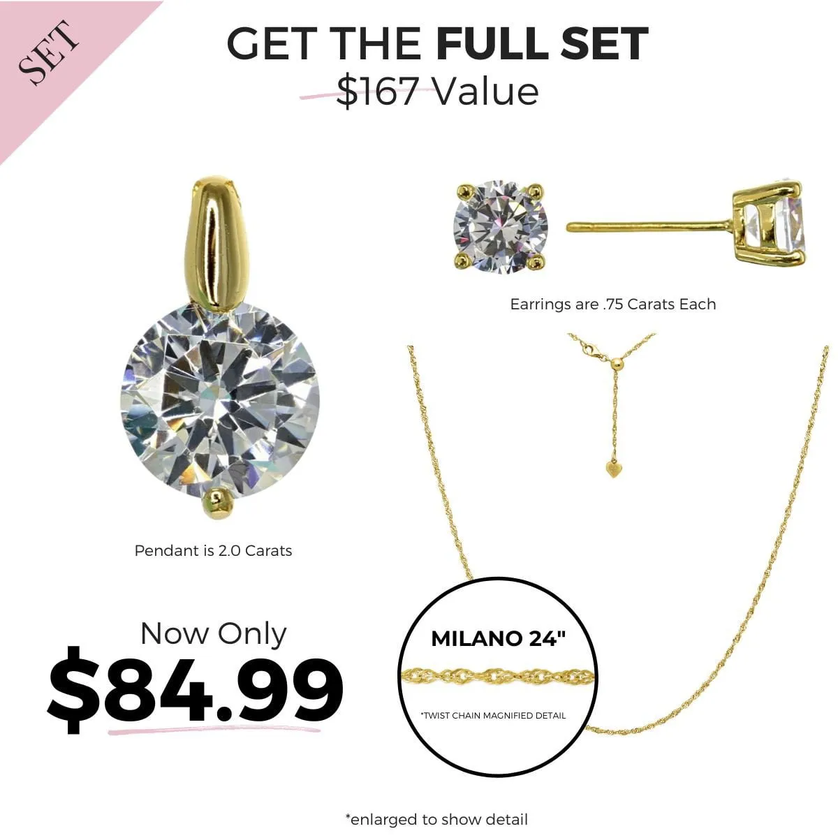 Roma Adjustable CZ Necklace & Earring Set