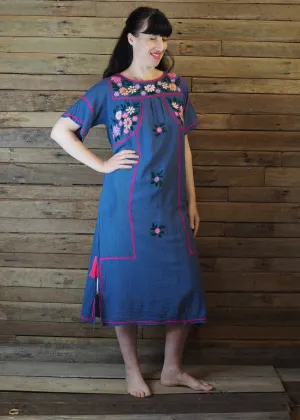 Romina Maxi Dress in Blue and Hot Pink