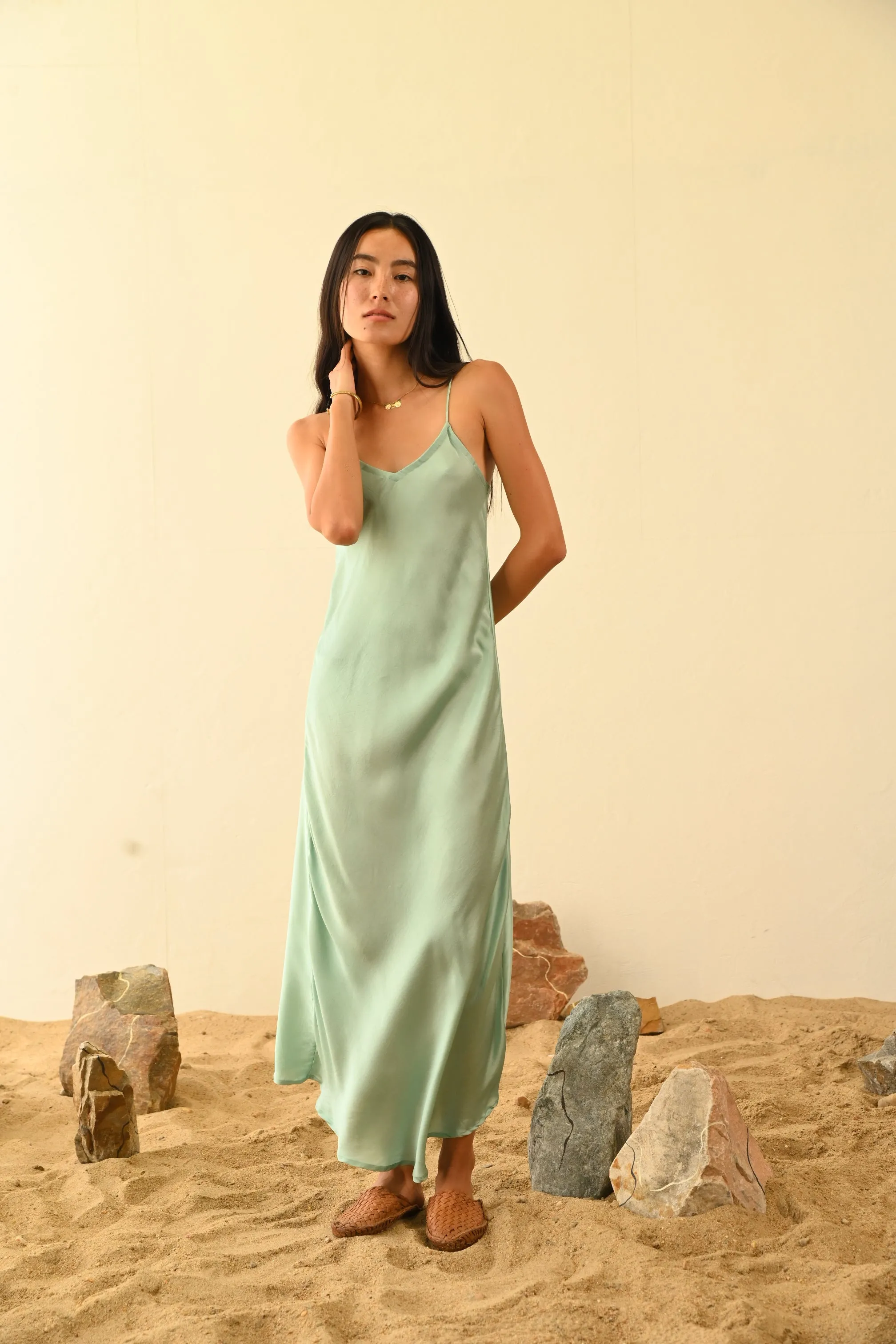 Rose Slip Dress // Aquamarine