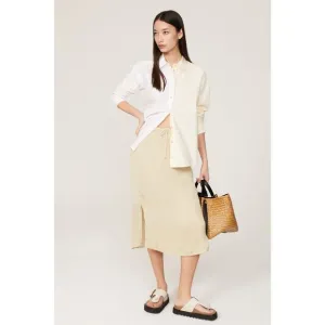 RTR Donni Sz S/M Cream Beige Satin Silky Cinch Slip Midi Skirt
