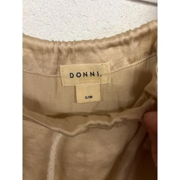 RTR Donni Sz S/M Cream Beige Satin Silky Cinch Slip Midi Skirt