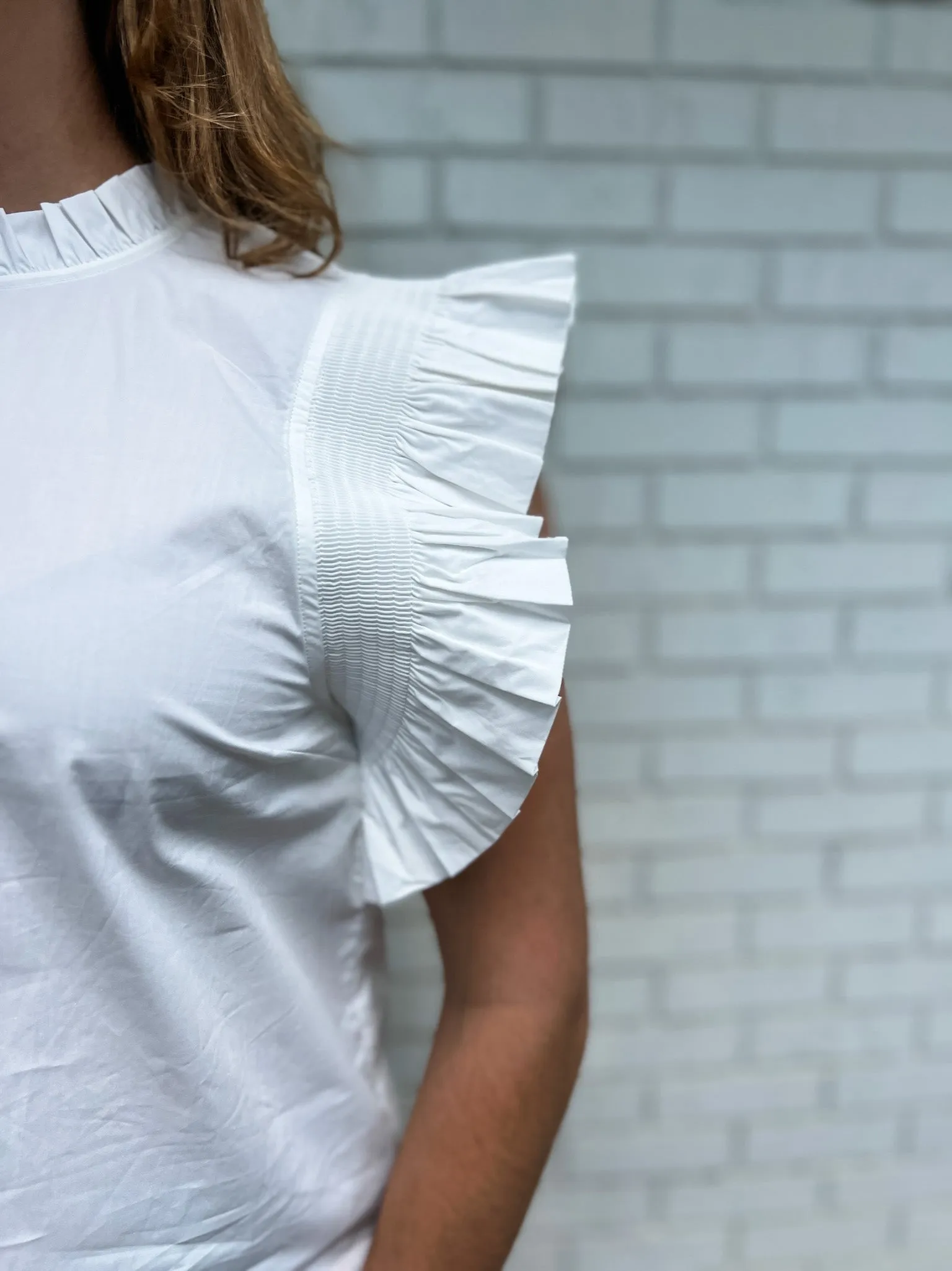 Ruffle Sleeve Poplin Top