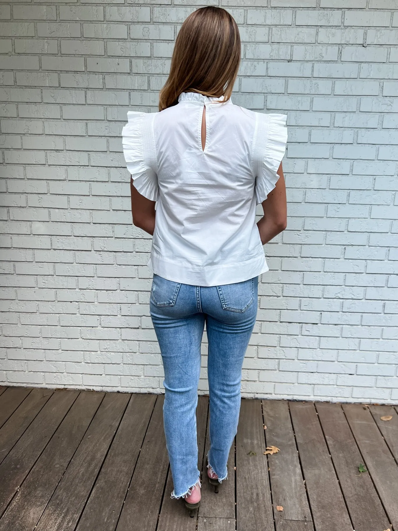 Ruffle Sleeve Poplin Top