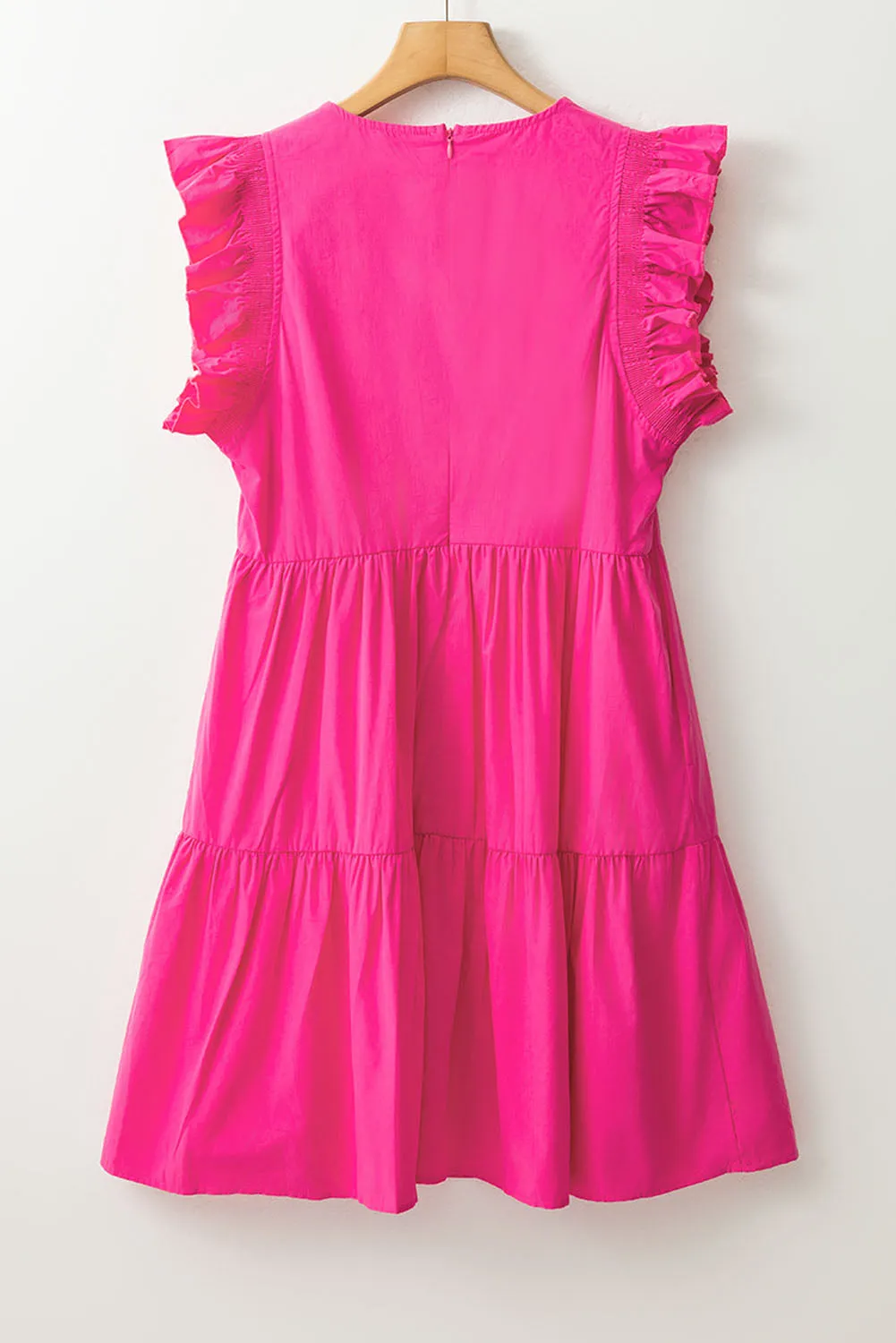 Ruffled Sleeve Babydoll Mini Dress with Tiered Skirt