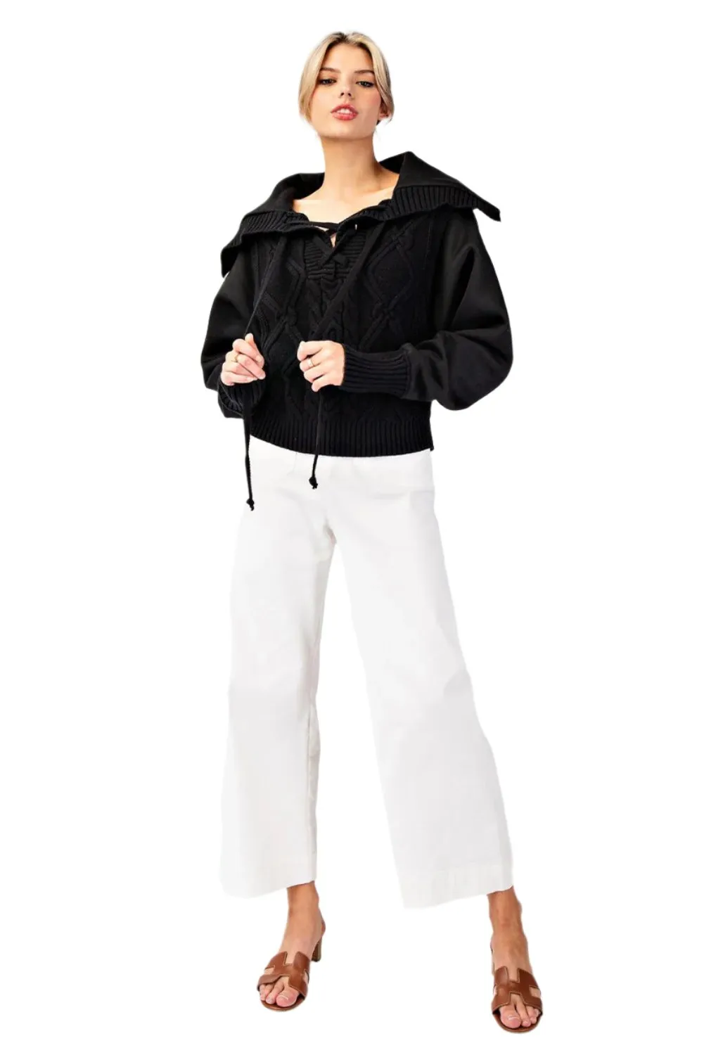 Sailor Cropped Sweater Top
