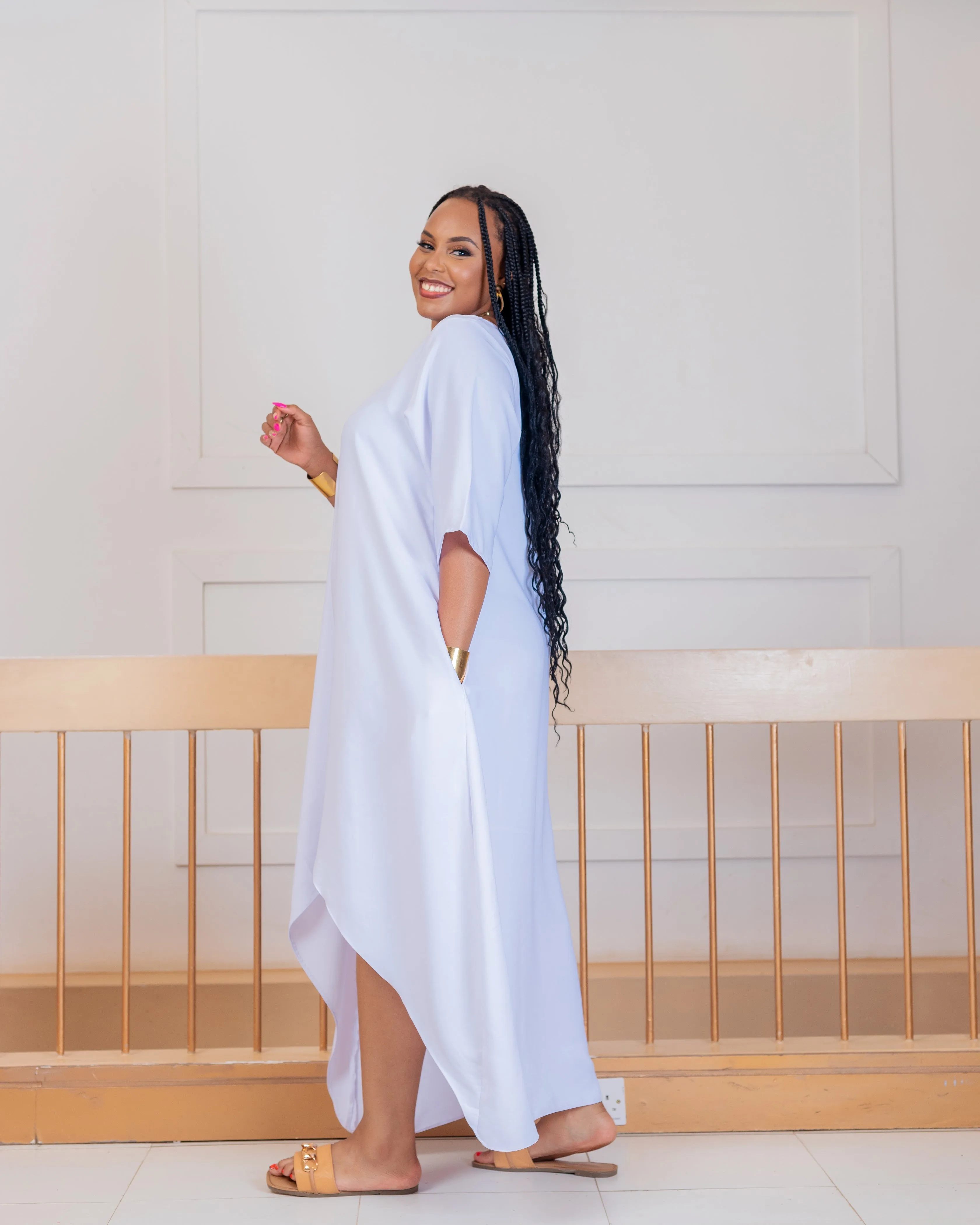 Saito Maxi Shift Dress - White