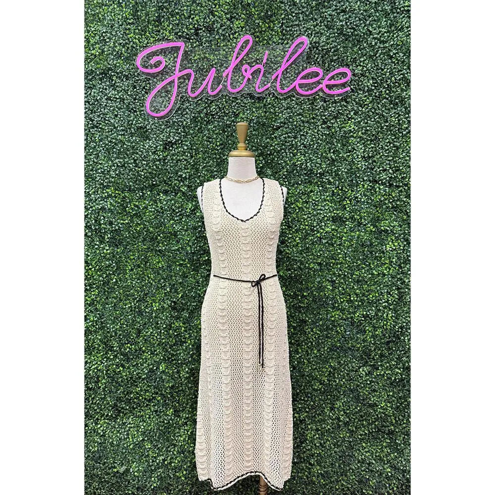 Sammi Crochet Creme Midi Dress