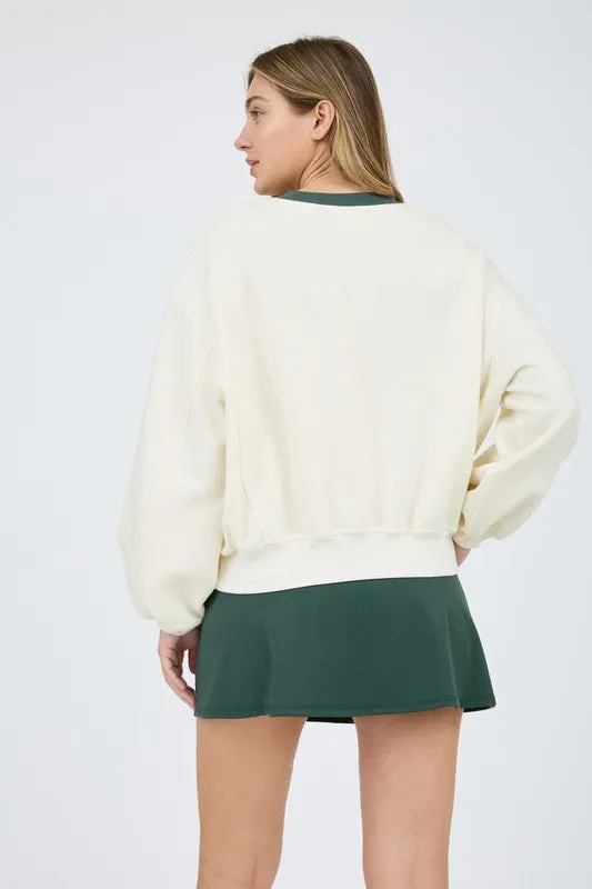 SANTA MONICA CROPPED CREW NECK KNIT TOP