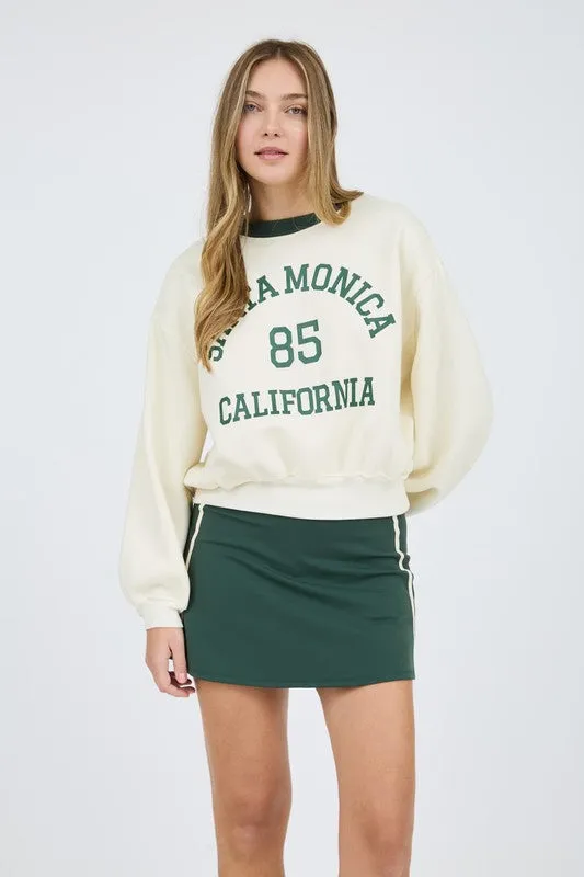 SANTA MONICA CROPPED CREW NECK KNIT TOP