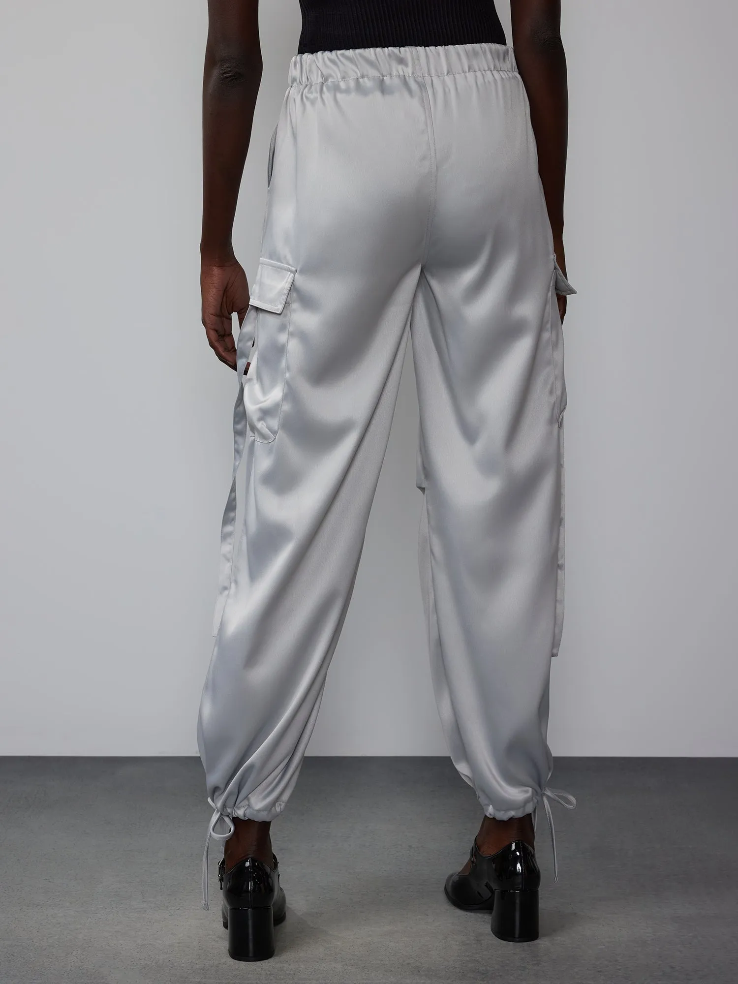 Satin Cargo Tie Pants