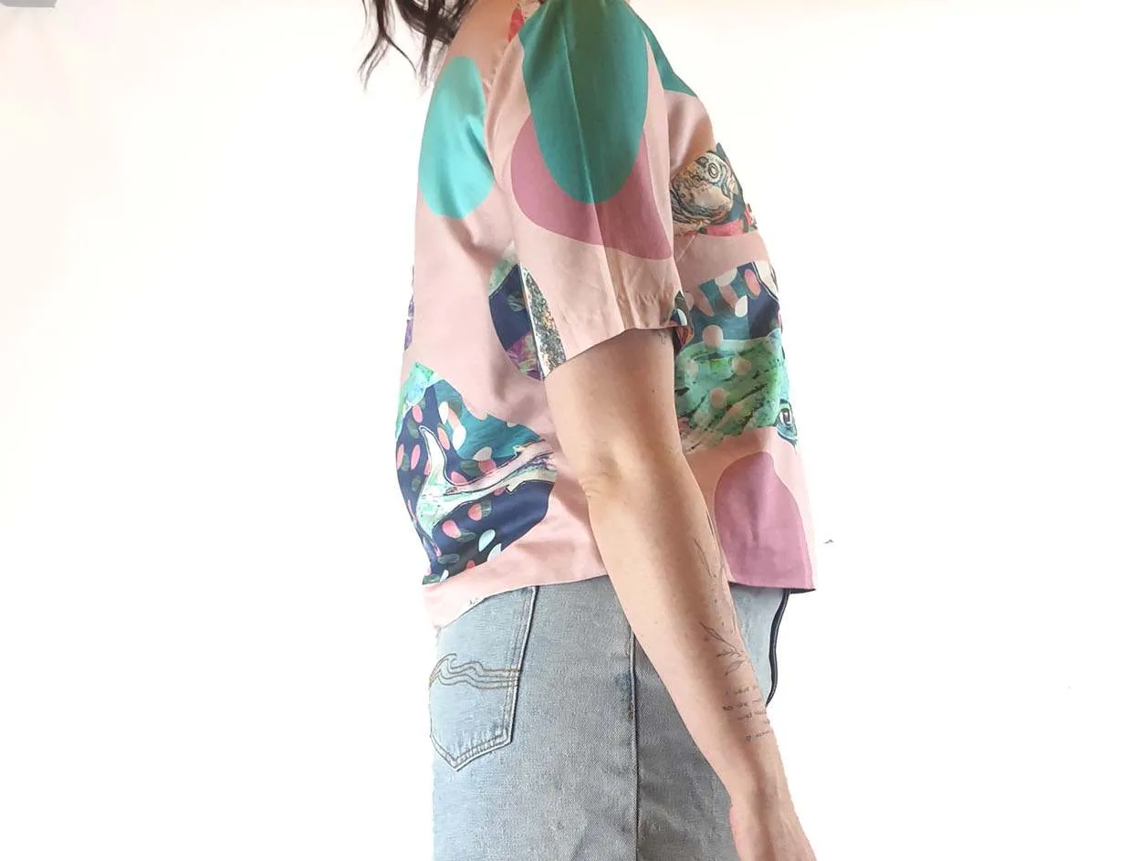 Seagrass Designs pink print top size 12