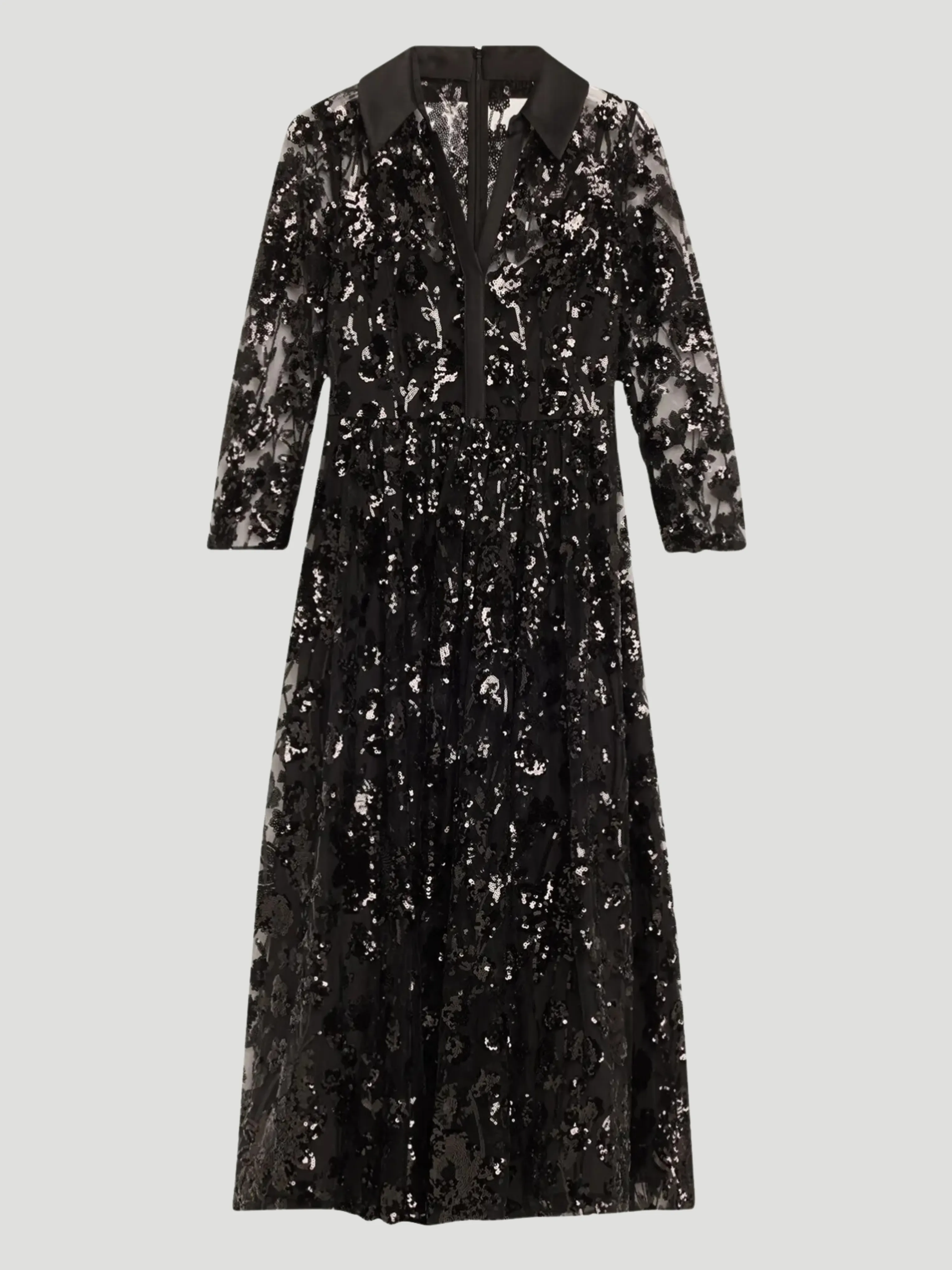 Sequin Lace A-Line Midi Dress