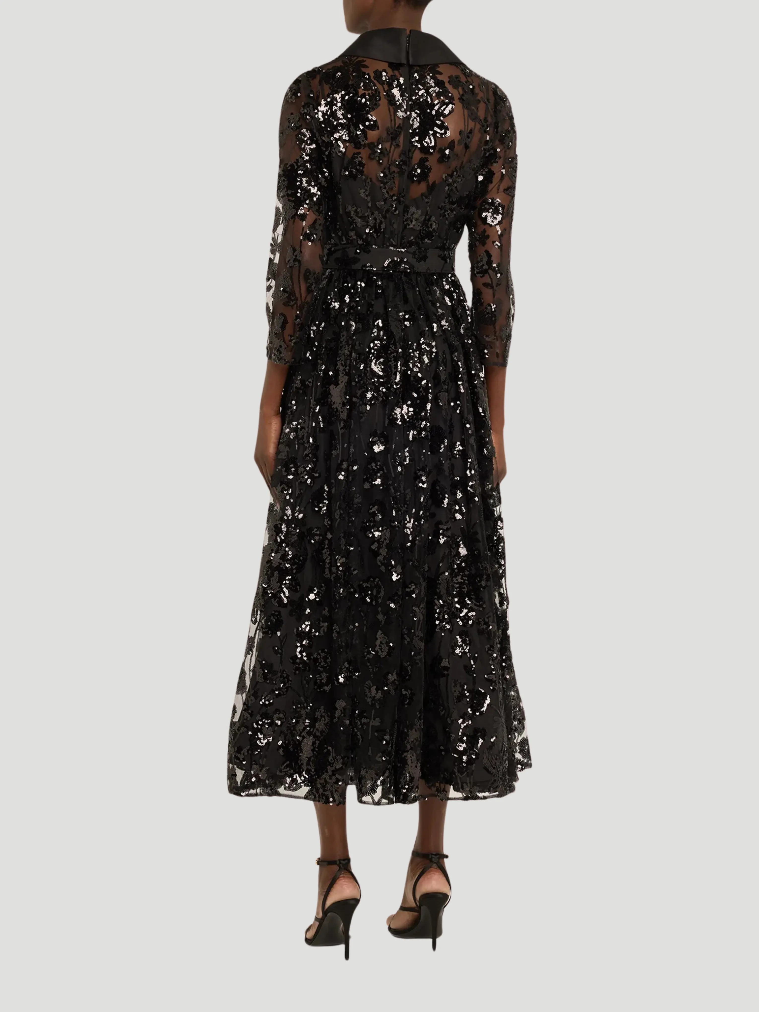 Sequin Lace A-Line Midi Dress