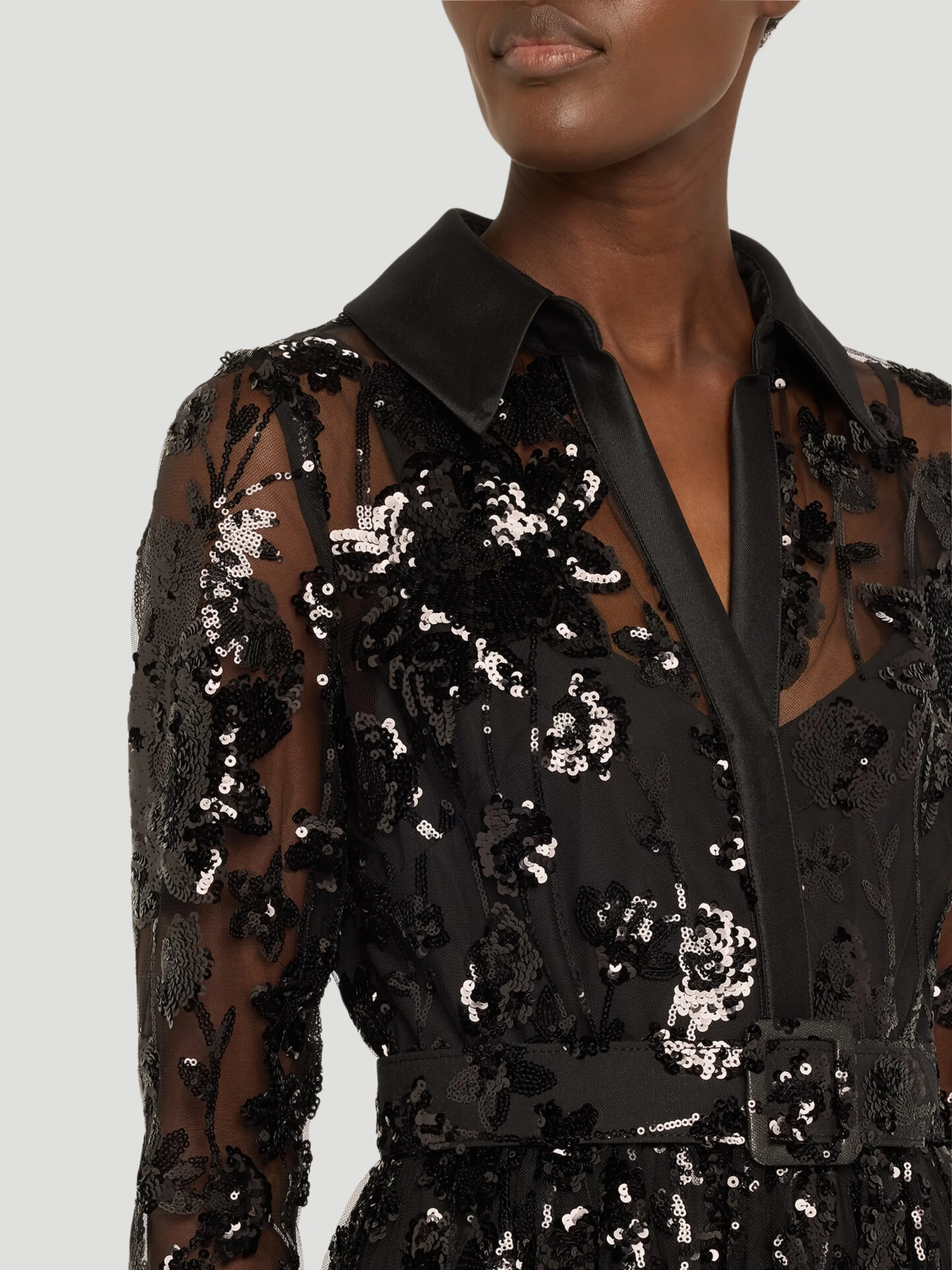 Sequin Lace A-Line Midi Dress
