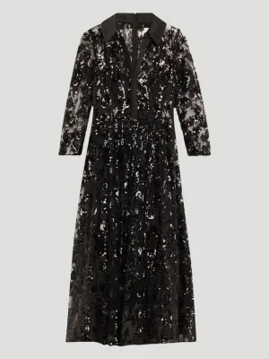 Sequin Lace A-Line Midi Dress