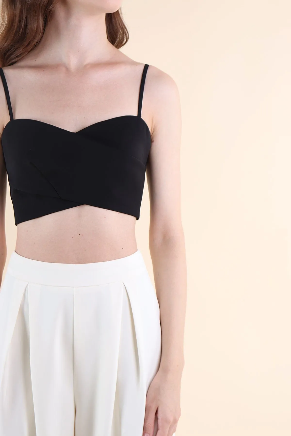 SEVILLE WRAPPED CROP TOP IN BLACK