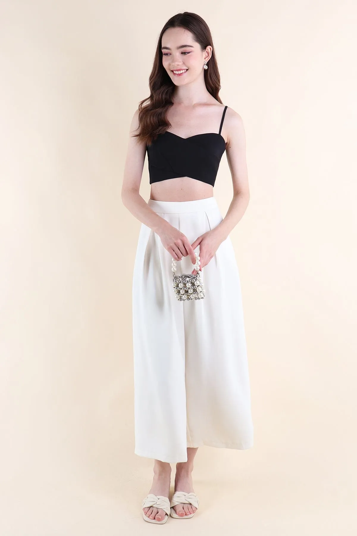SEVILLE WRAPPED CROP TOP IN BLACK