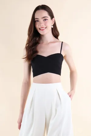 SEVILLE WRAPPED CROP TOP IN BLACK