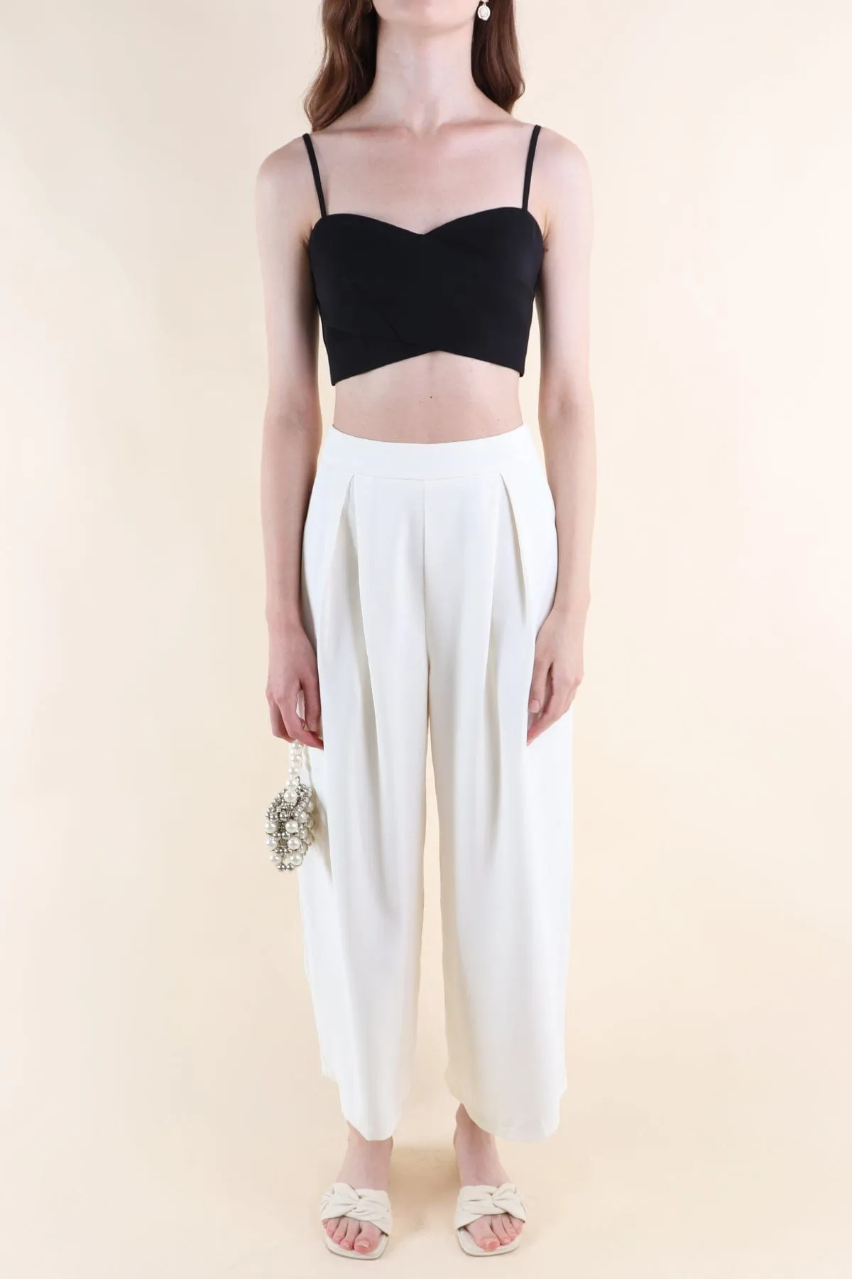 SEVILLE WRAPPED CROP TOP IN BLACK