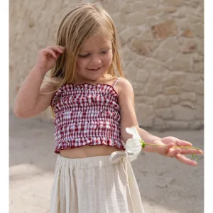 Shirred Crop Top - Red Gingham