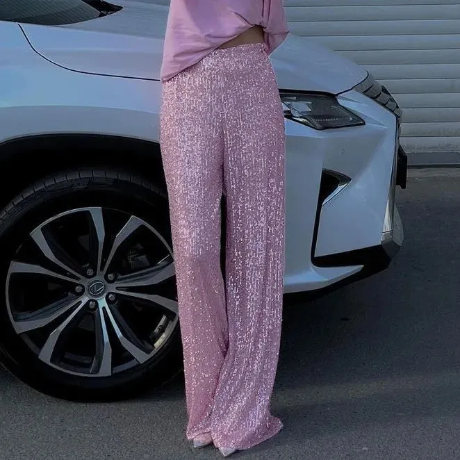 Shona Metallic Sequin Wide Leg Pants