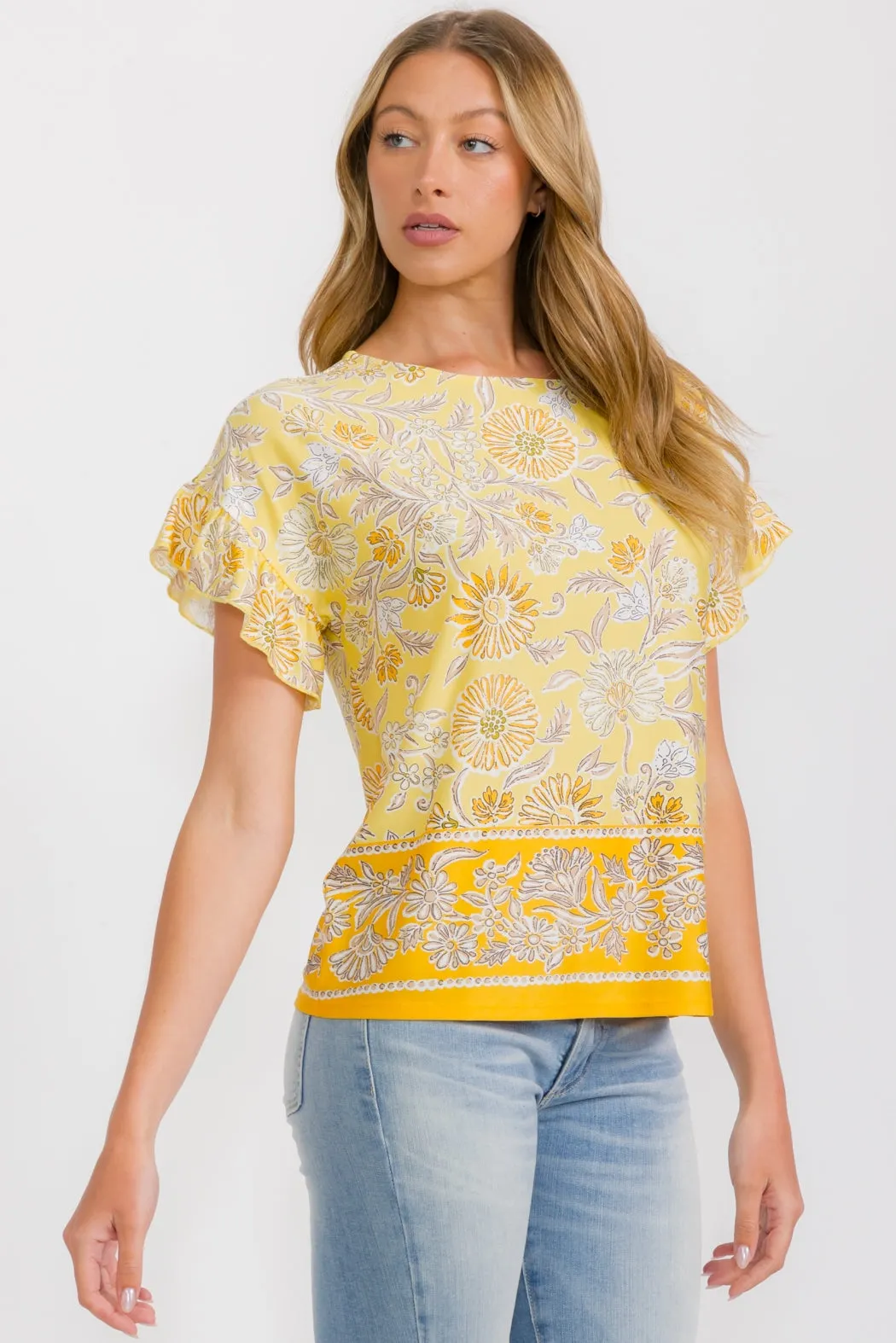 SHORT SLEEVE RUFFLE DOLMAN