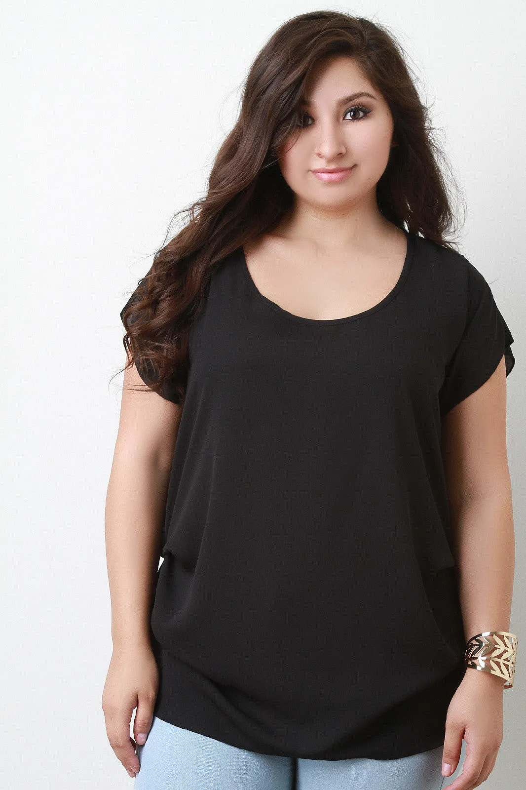 Side Pleat Boxy Top