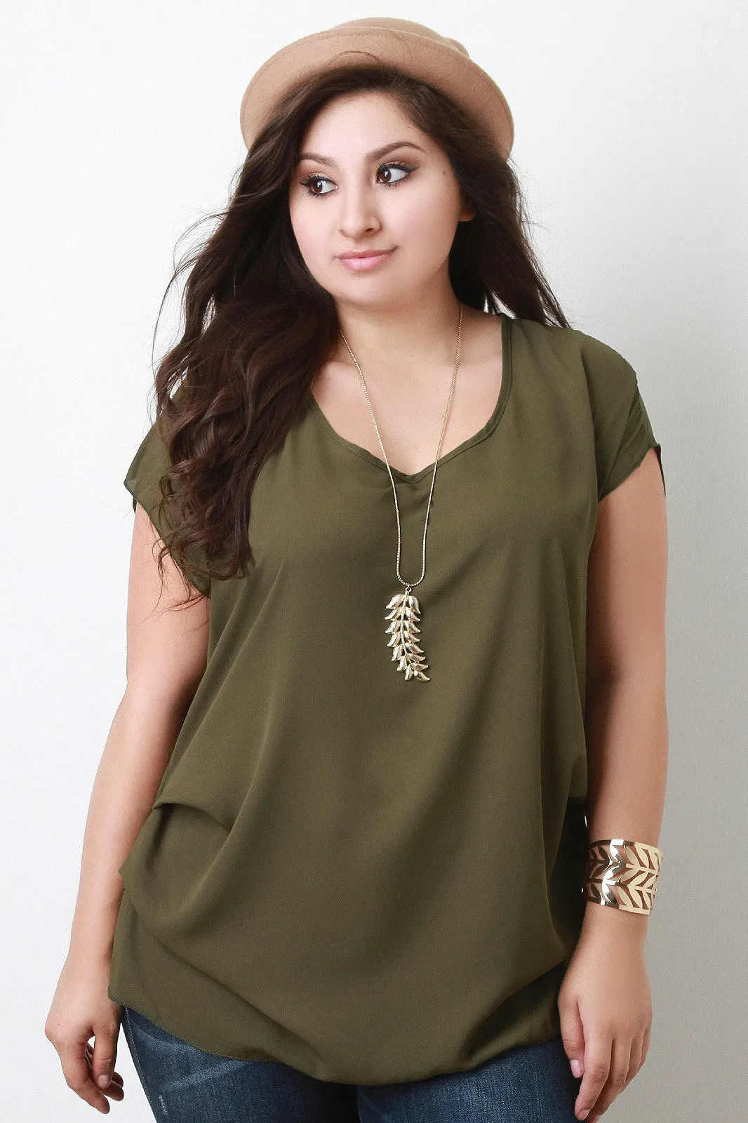 Side Pleat Boxy Top