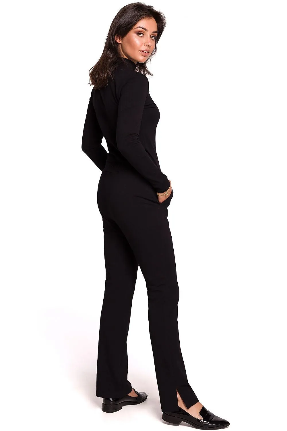 Side-Slit Straight-Leg Trousers