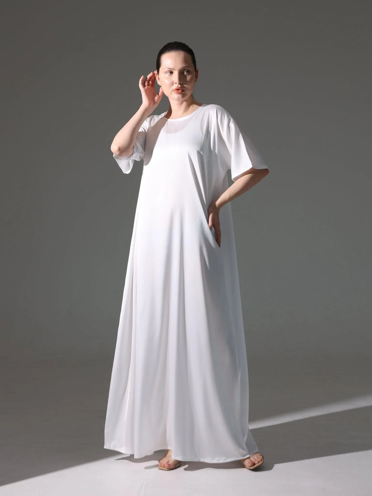 Silk Abaya Inner Slip Dress - Elegant Ivory