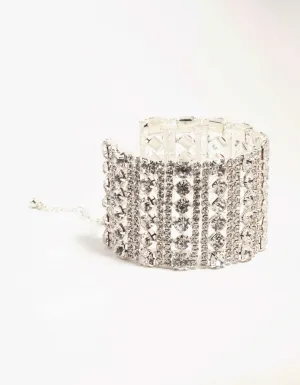 Silver Diamante Caged Wrist Cuff