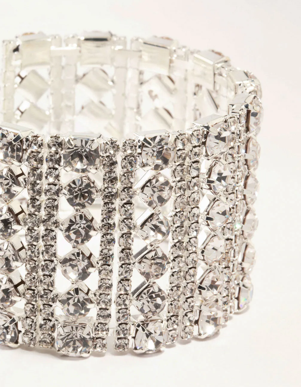 Silver Diamante Caged Wrist Cuff