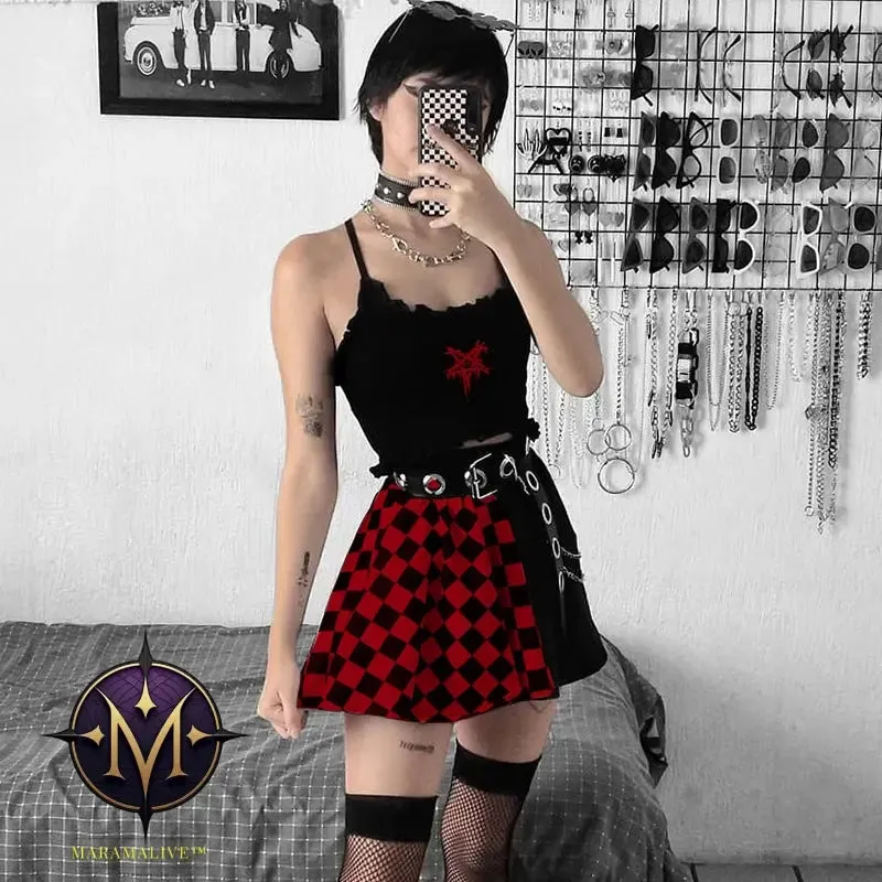 Skirt Gothic Plaid A Line Mini Skirts Harajuku Streetwear
