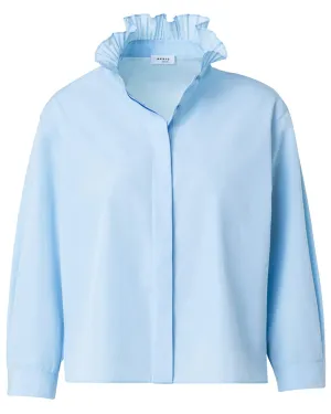 Sky Boxy Ruffle Collar Shirt
