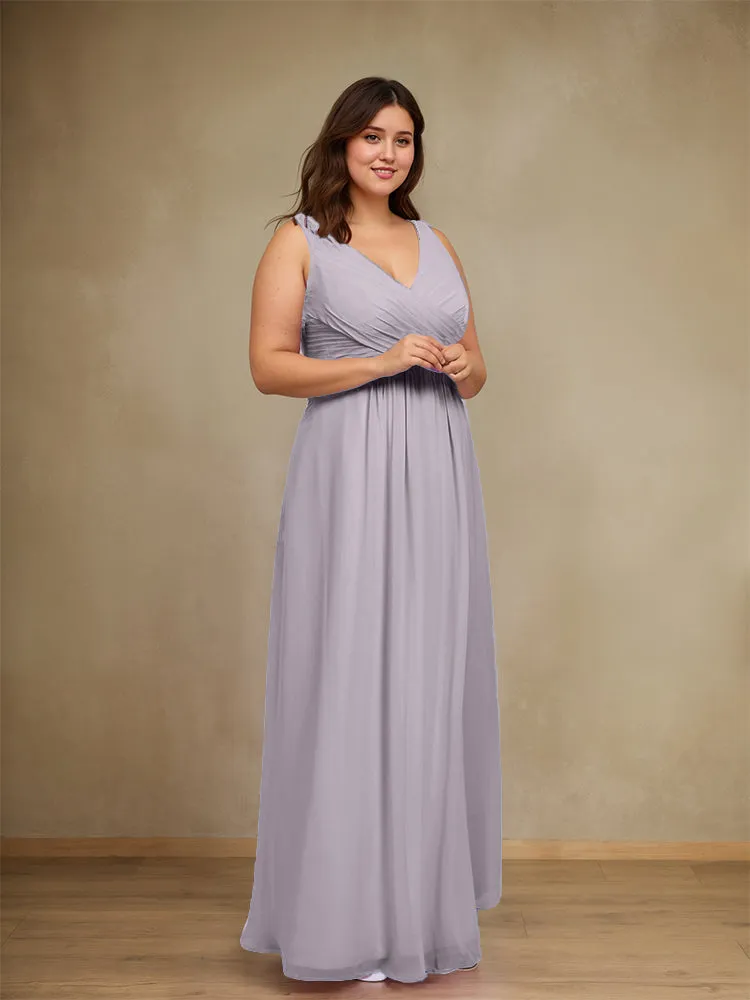 Sleeveless Slit Straps Chiffon Plus Size Bridesmaid Dress
