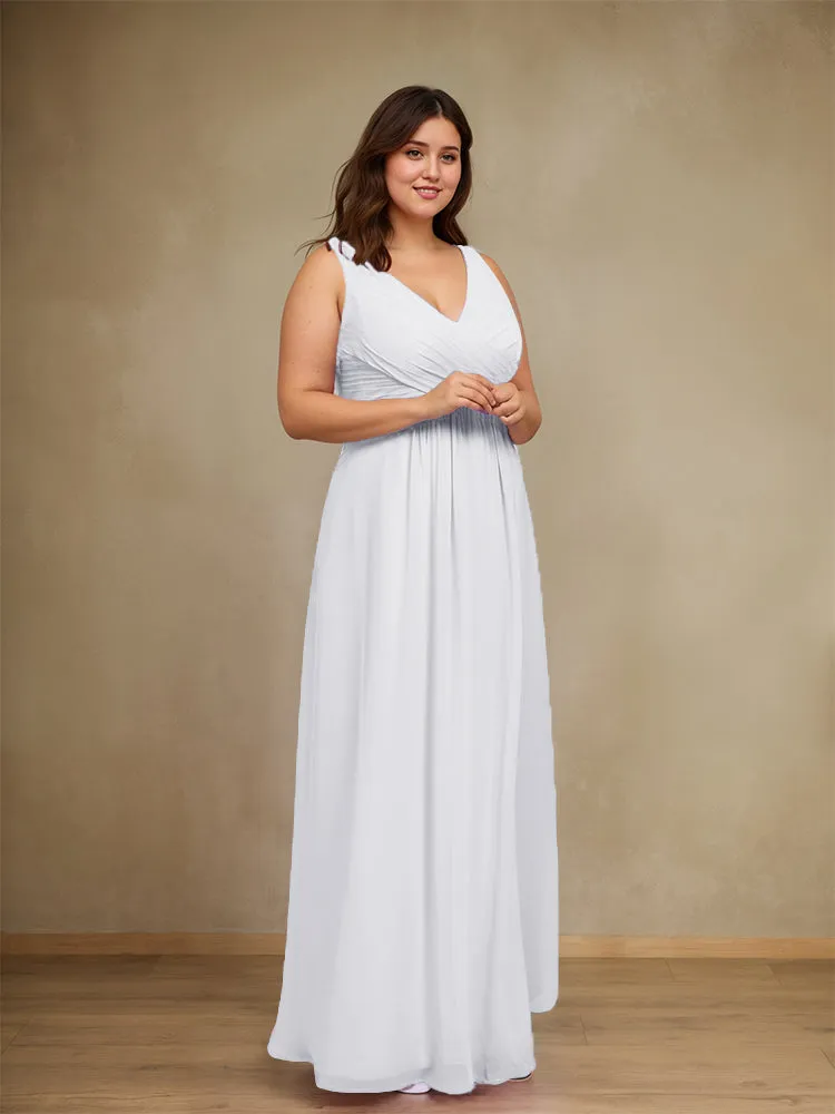Sleeveless Slit Straps Chiffon Plus Size Bridesmaid Dress