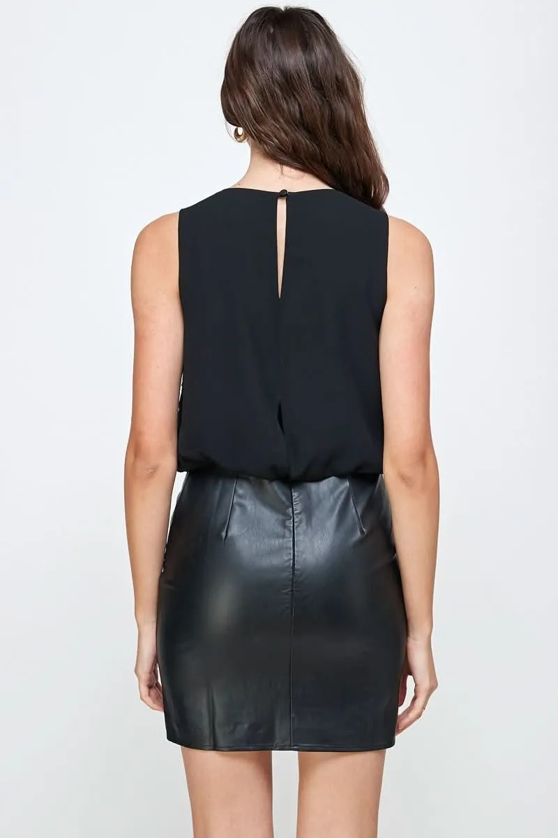 Sleeveless Textured Shift Dress – Modern Glamour