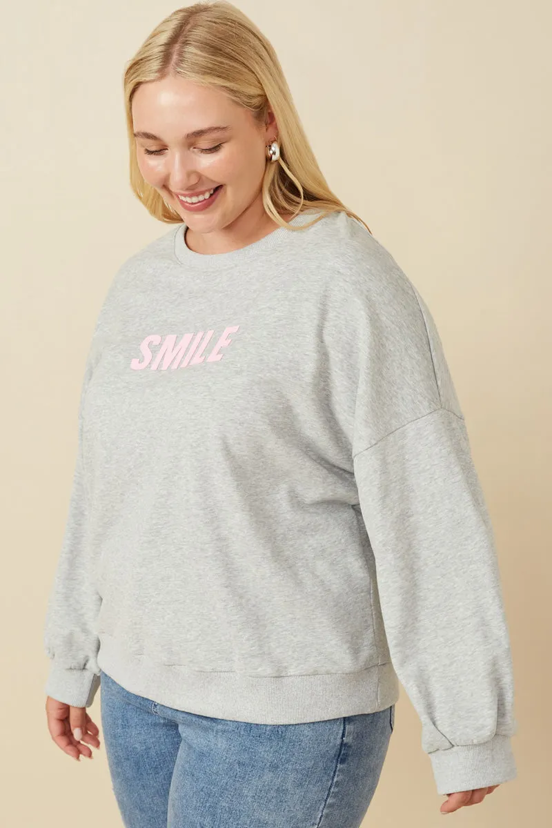 Smile Text Cropped French Terry Top
