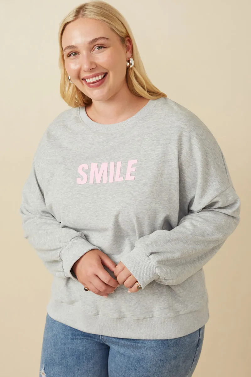 Smile Text Cropped French Terry Top