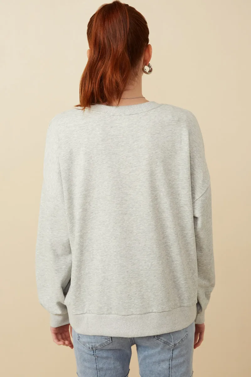 Smile Text Cropped French Terry Top