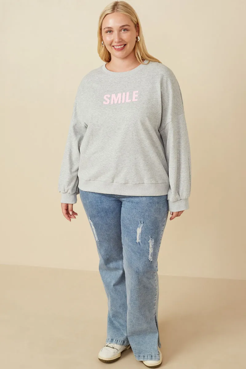 Smile Text Cropped French Terry Top