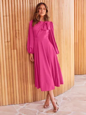 Solid Colour A-Line Autumn Dress